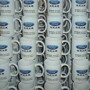 陶瓷马克杯单色定制logo批发订做广告杯印字杯子印汽车标志二维码