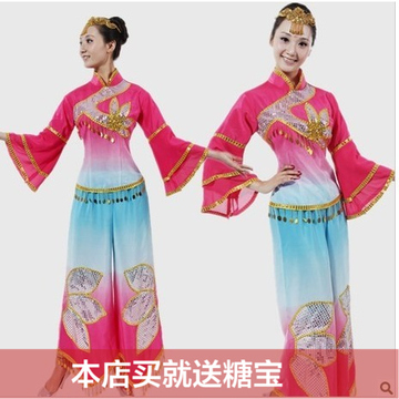 2014新款秧歌服伴舞服 手绢舞 舞蹈服 舞台演出表演服装 民族服装