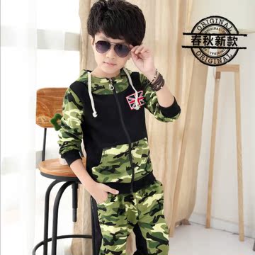 2015童装夏季套装中大男童米字袖两件套夏款韩版纯棉童套装4-15岁